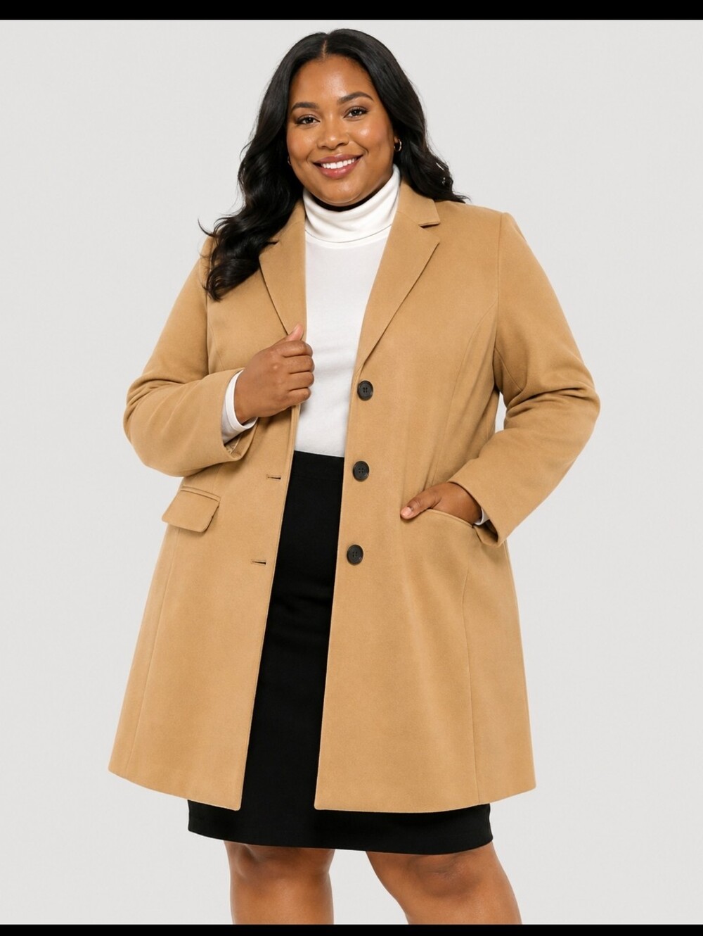 Allegra K Notched Lapel Single Breasted Outwear Winter Pea Coat Size XXL